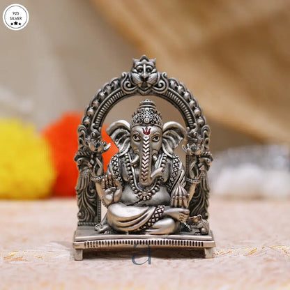 Antique Silver 925 Ganeshji on Sinhasan