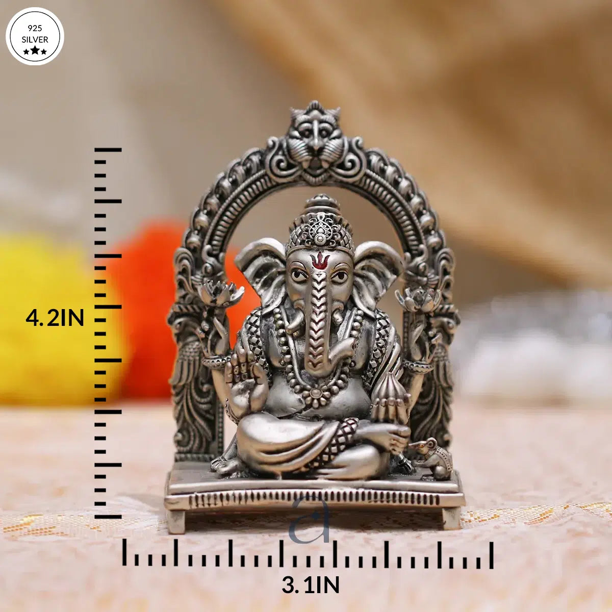 Antique Silver 925 Ganeshji on Sinhasan