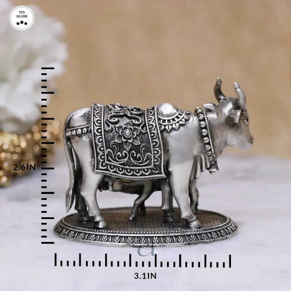 925 Antique Silver Cow and Calf