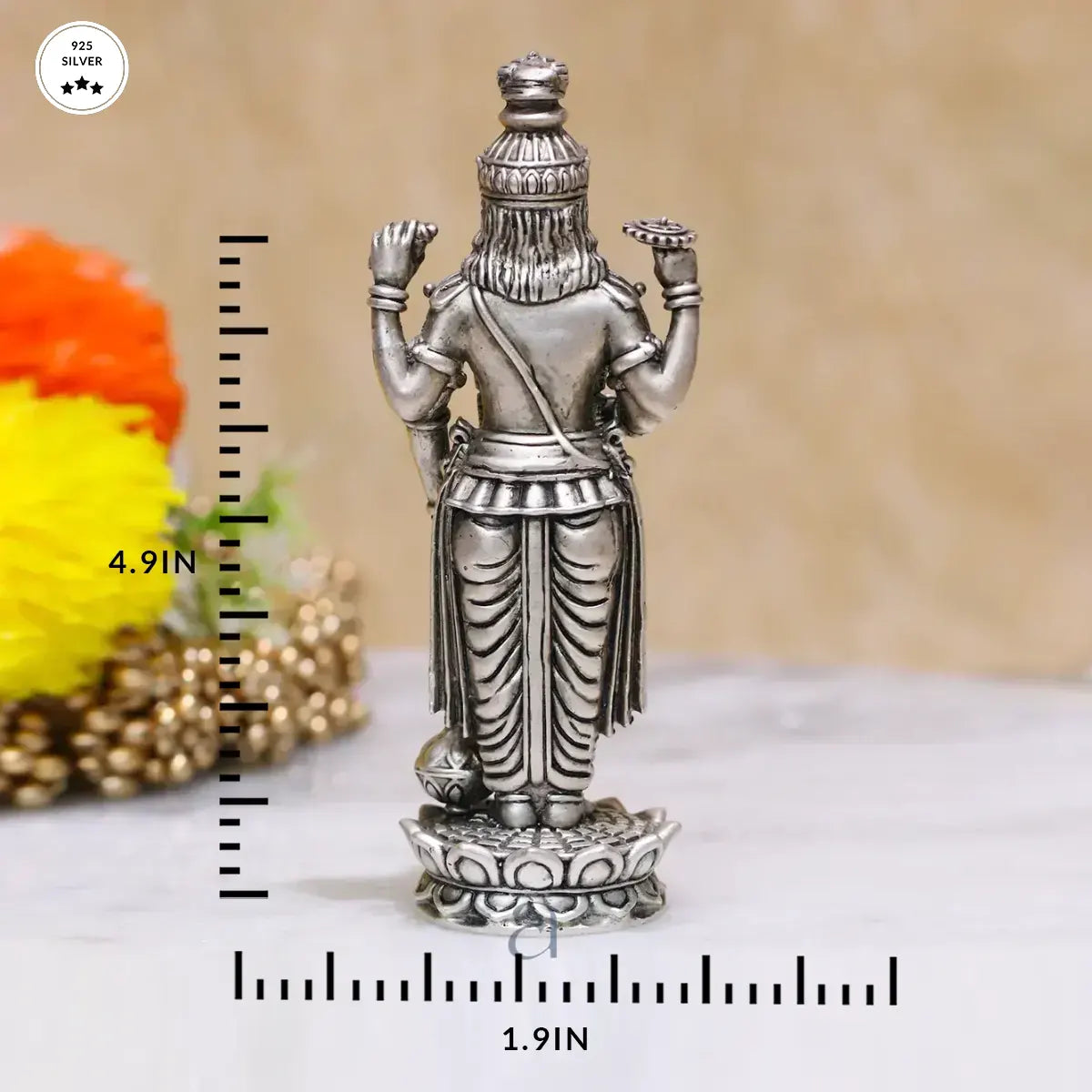 925 Majestic Antique Silver Vishnu Idol