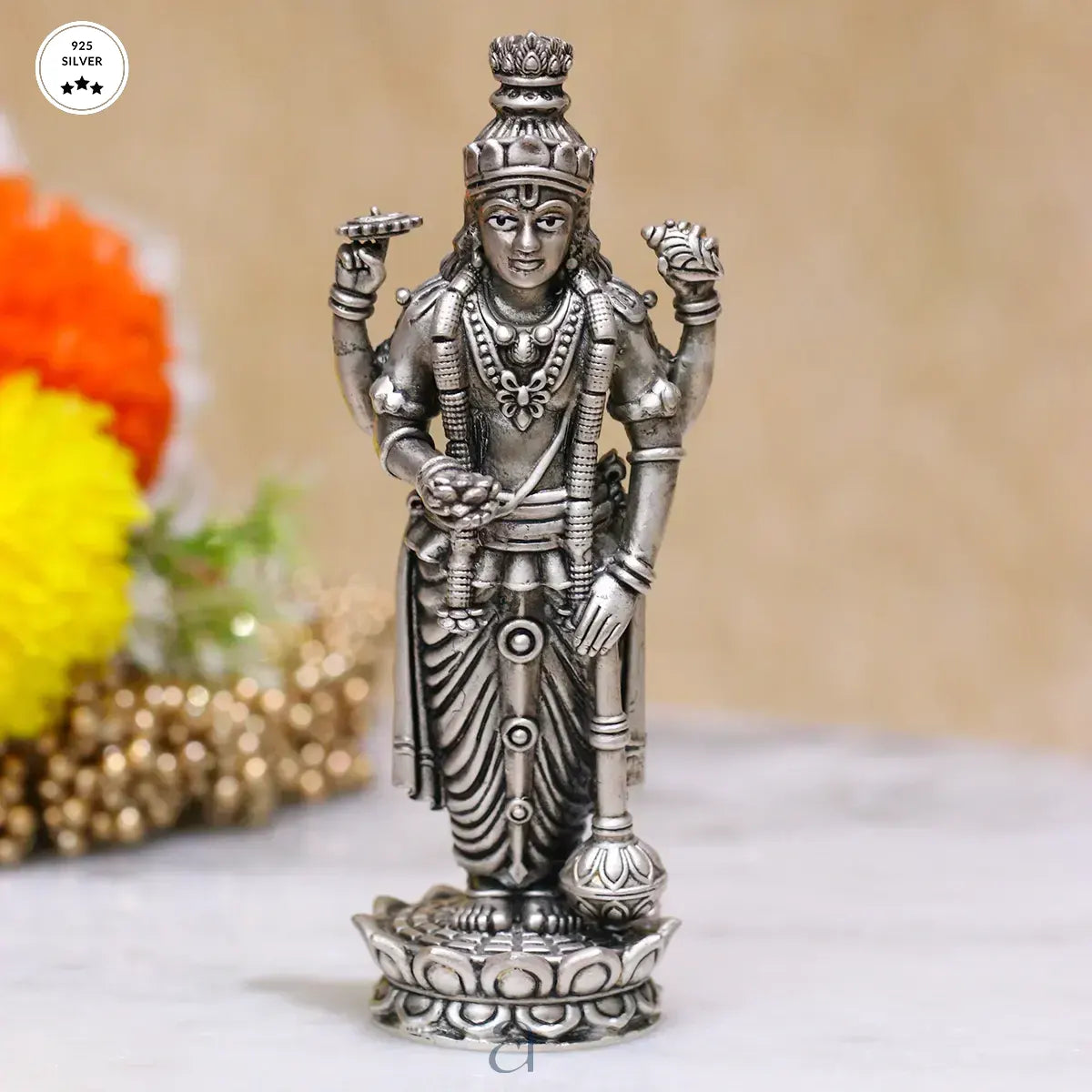 925 Majestic Antique Silver Vishnu Idol