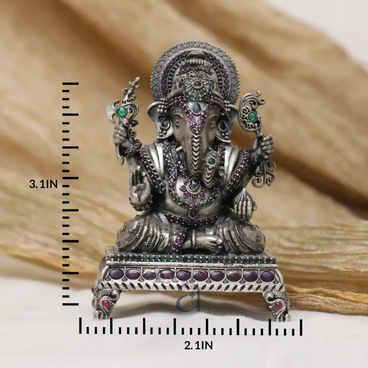 925 Stone Decorated Antique Dagdusheth Ganeshji