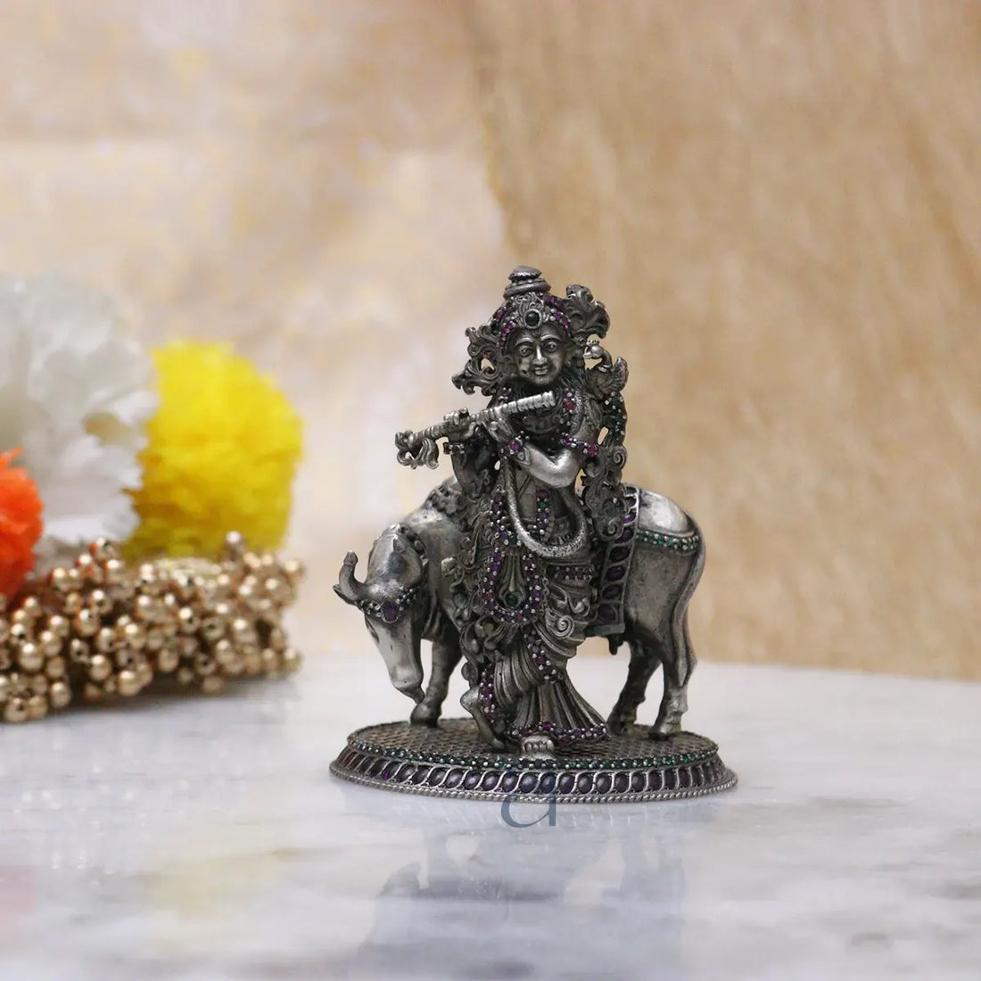 925 Stoned Decorated Antique Krishna Idol