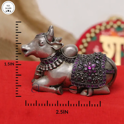 925 Stone Embedded Silver Nandi