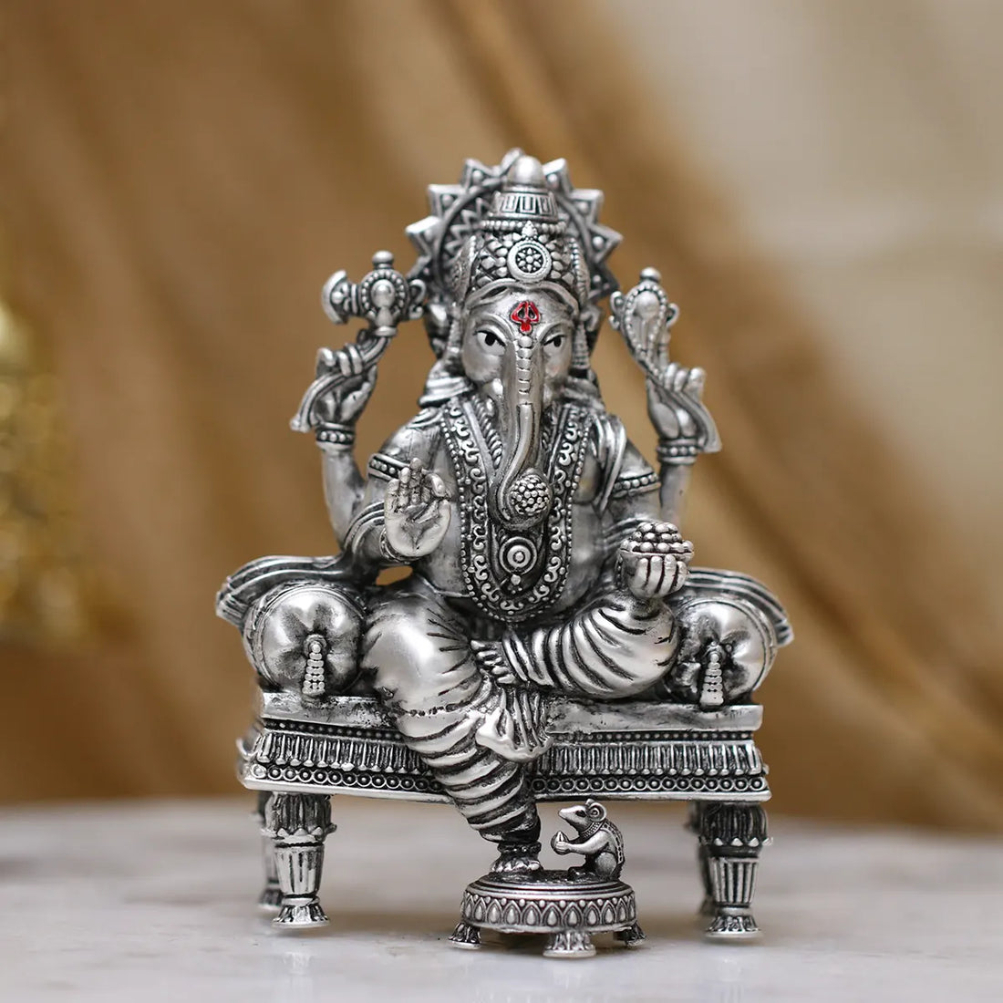 925 Silver Handcrafted Antique Ganeshji Idol