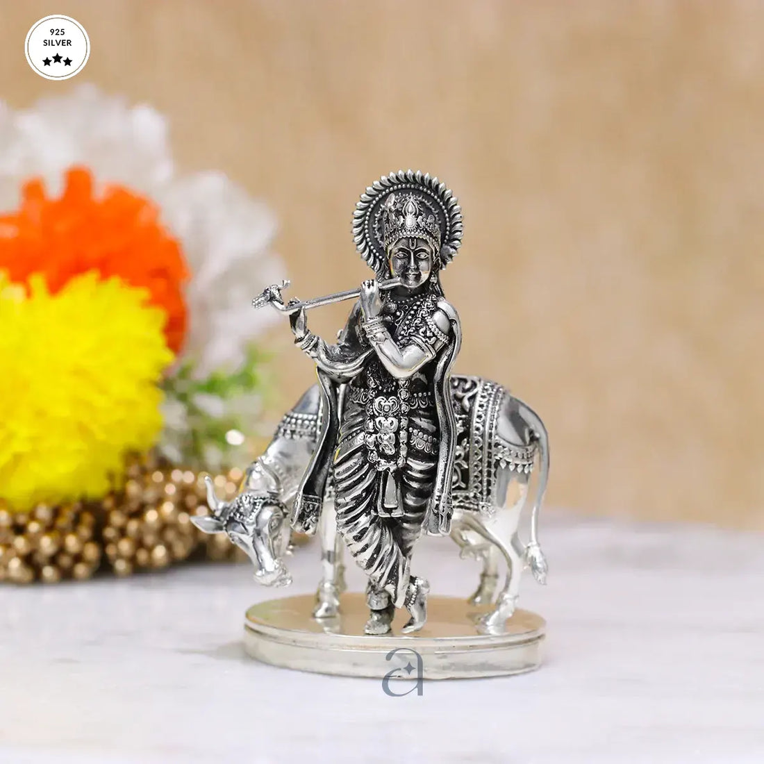 Exquisite 925 Anitque Krishna Silver Idol