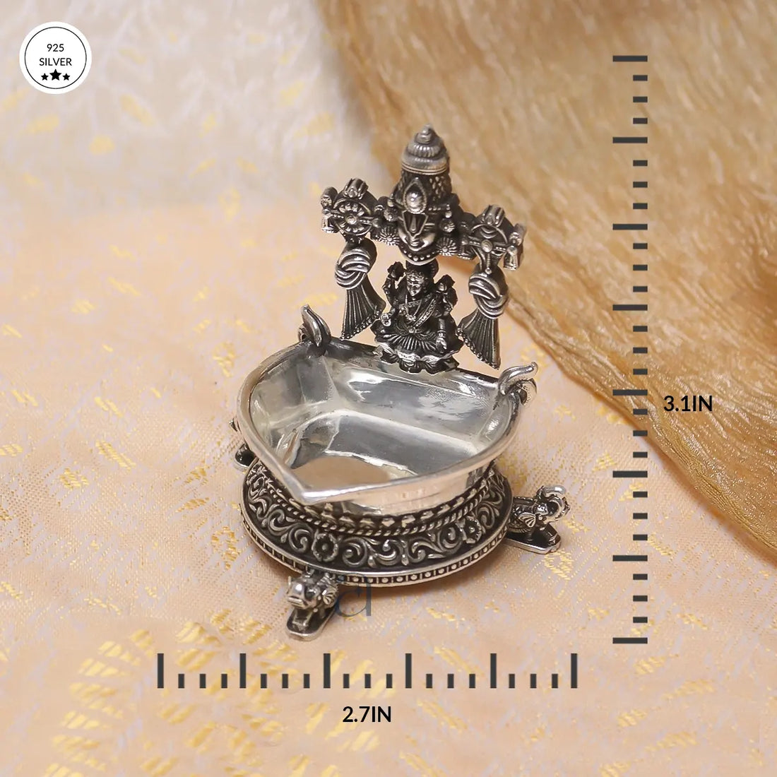 925 Antique Balaji Lakshmi Silver Niranjan