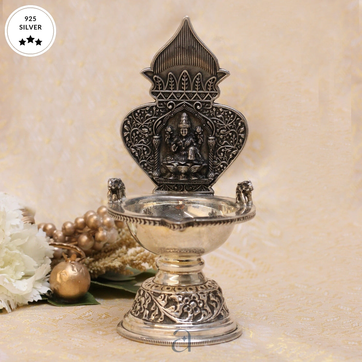 Antique 925 Silver Lakshmi Niranjan Diya