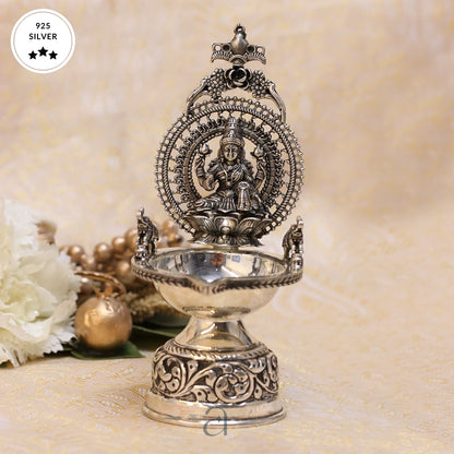 Antique 925 Silver Niranjan with Lakshmi