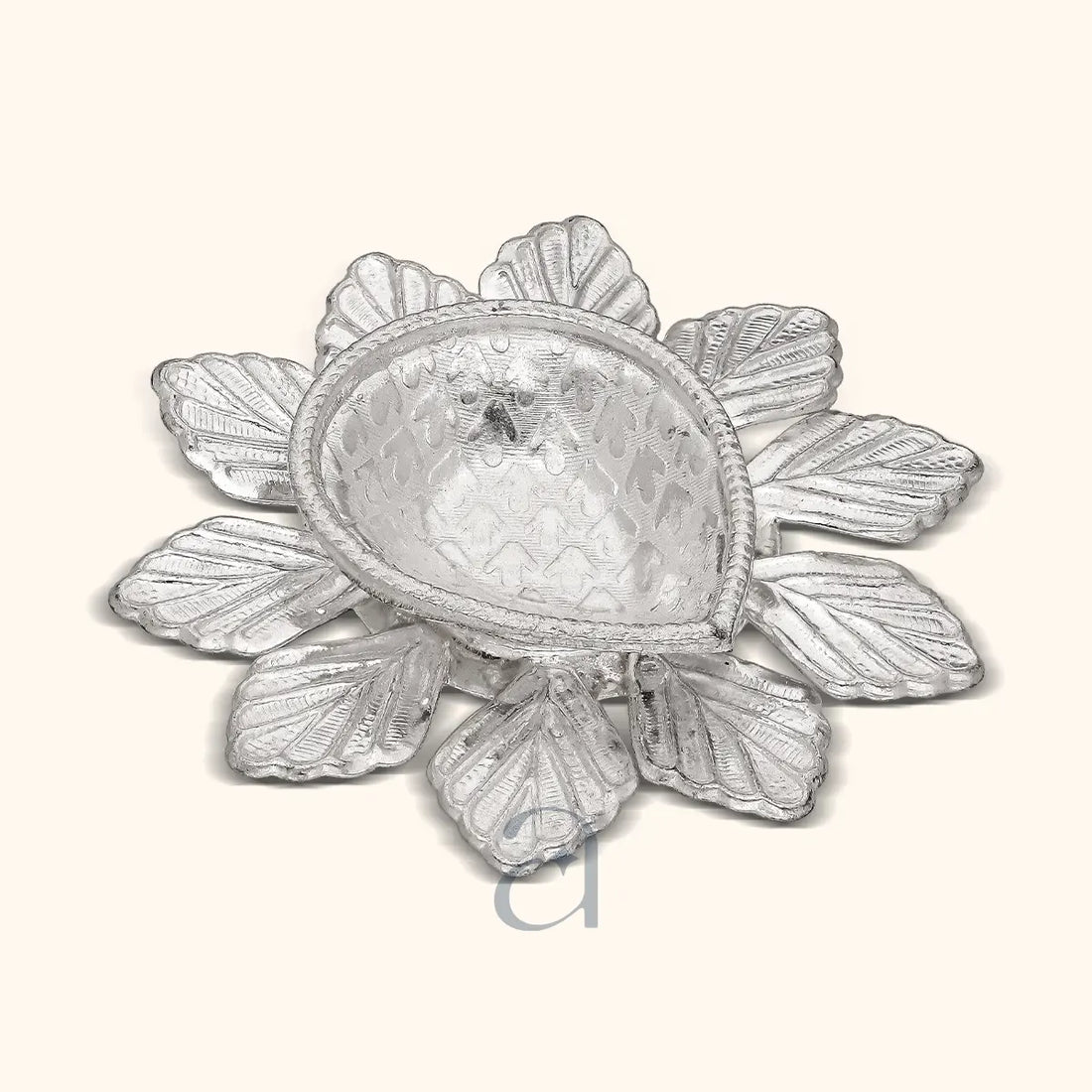 Charming Floral Silver Niranjan Diya