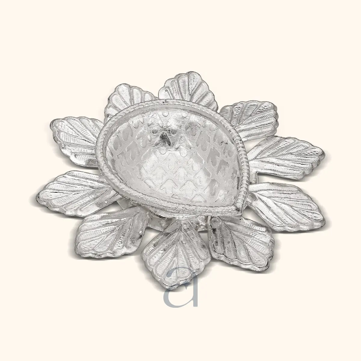 Charming Floral Silver Niranjan Diya