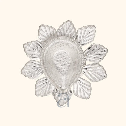 Charming Floral Silver Niranjan Diya