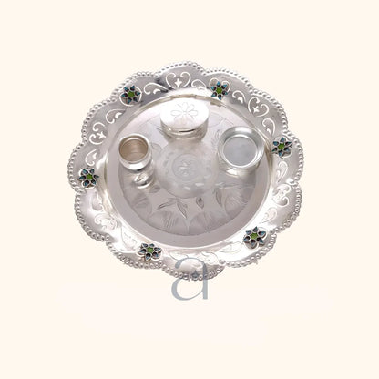 Shubh Labh Silver Pooja Thali