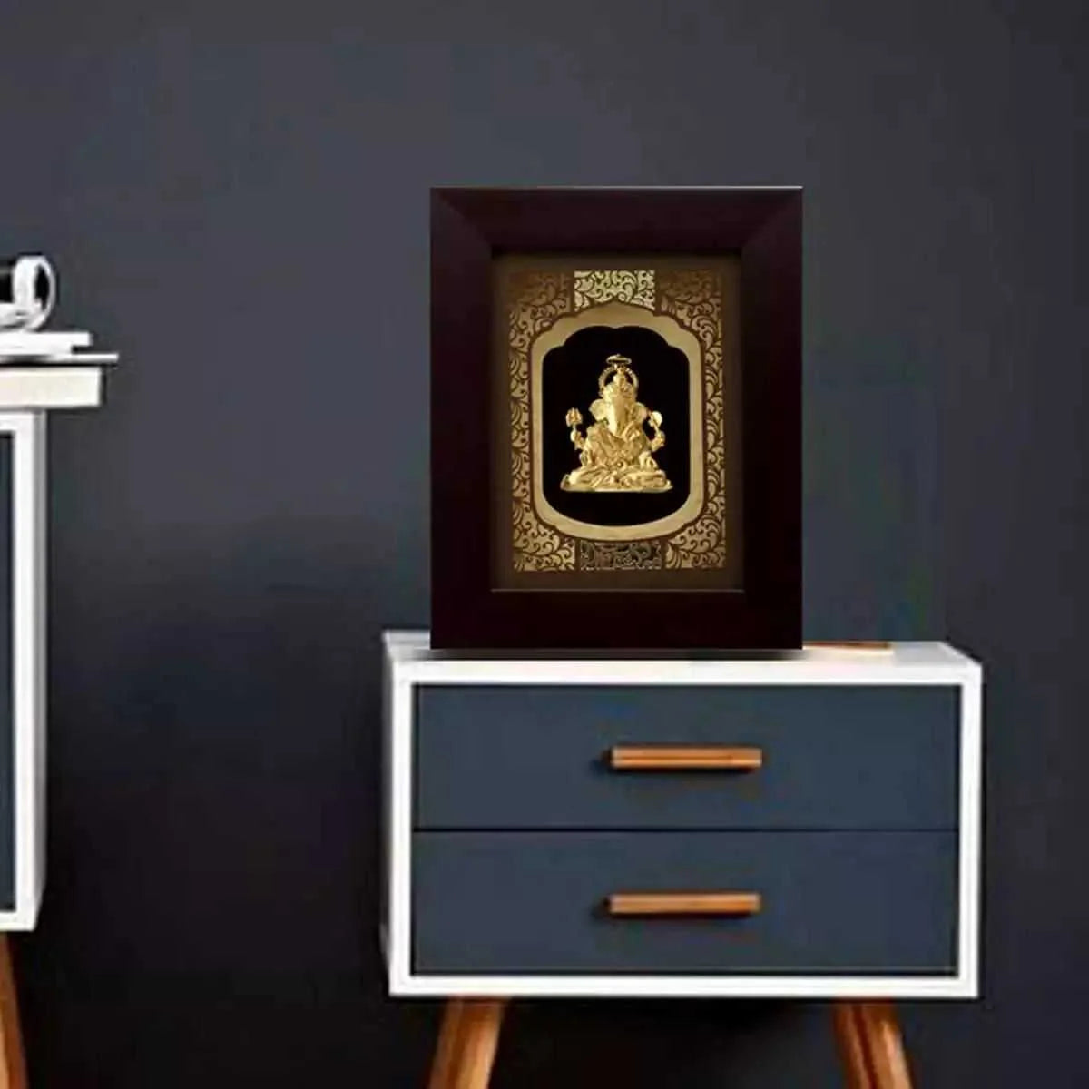 Gold-Plated Dagdusheth Ganeshji Frame