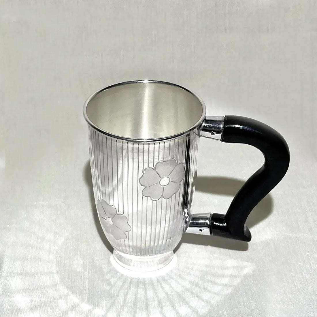 Classic Silver Mug with Floral Pattern