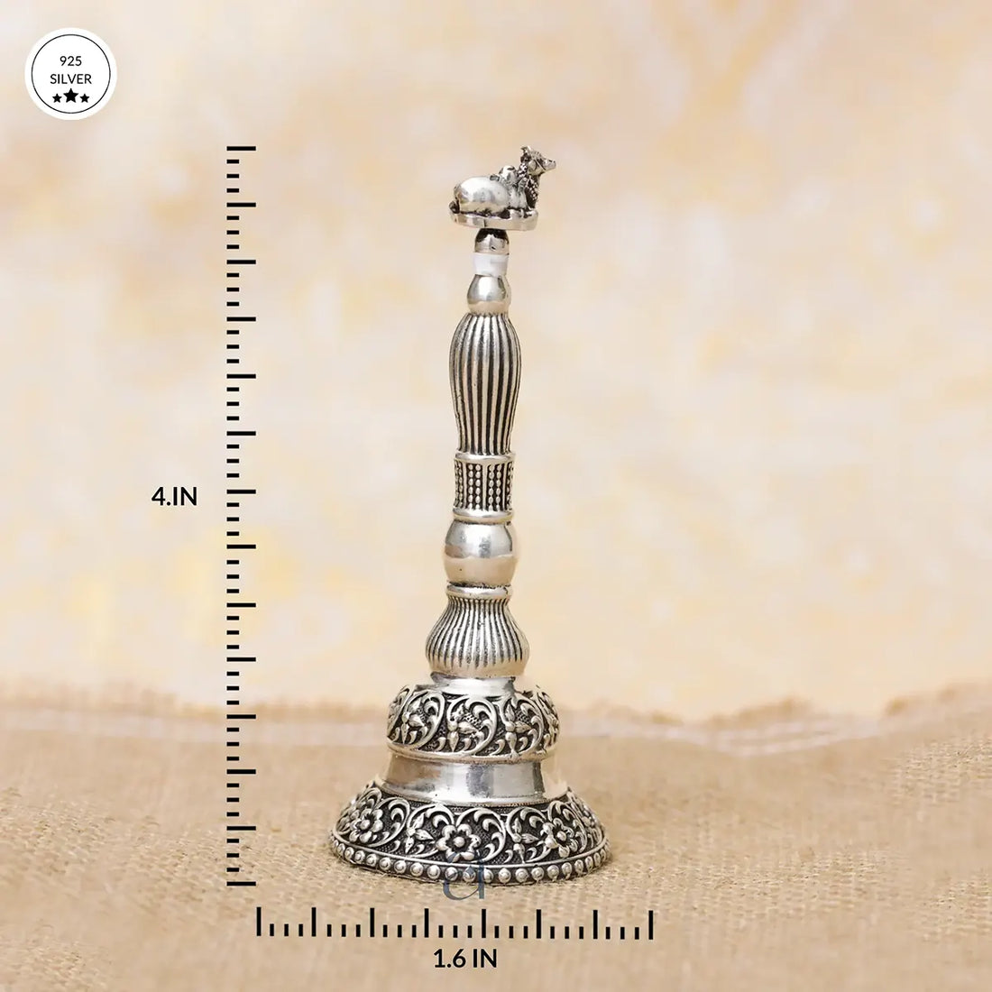 925 Antique Floral Designed Nandi Silver Bell