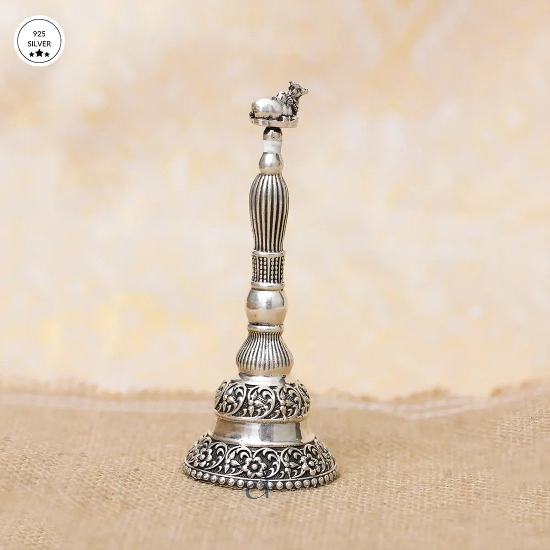 925 Antique Floral Designed Nandi Silver Bell