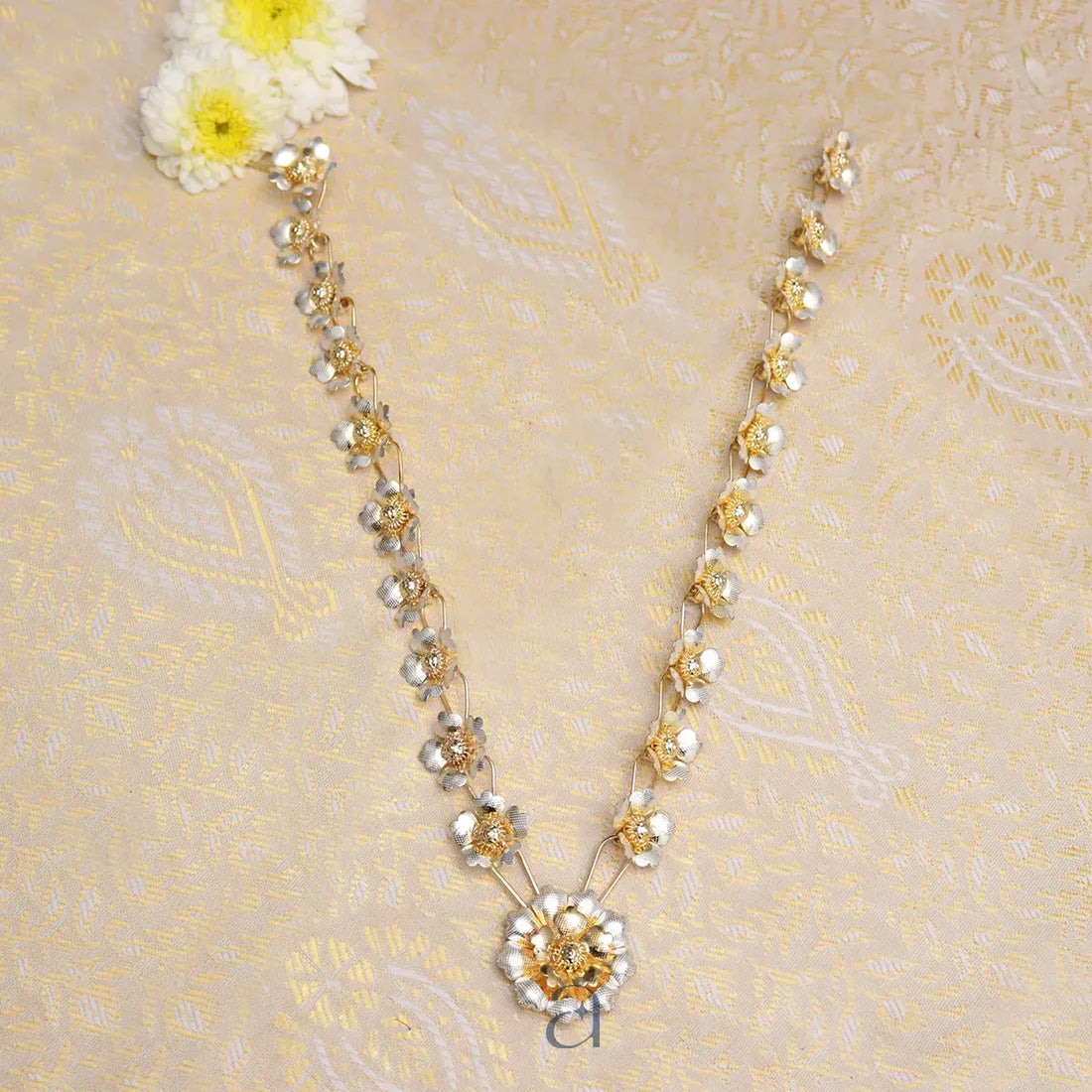 Radiant Silver Ganeshji Floral Haar