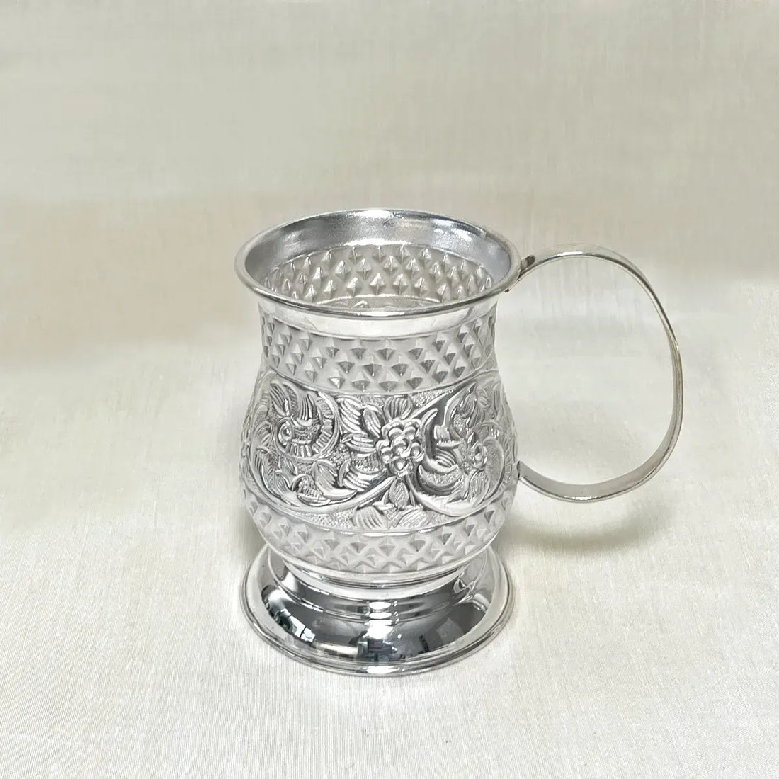 925 Silver Mug with Floral Engravings