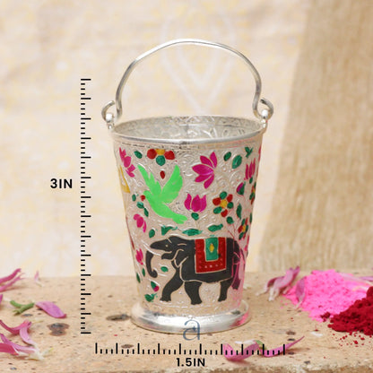 Silver Bucket for Holi Celebration