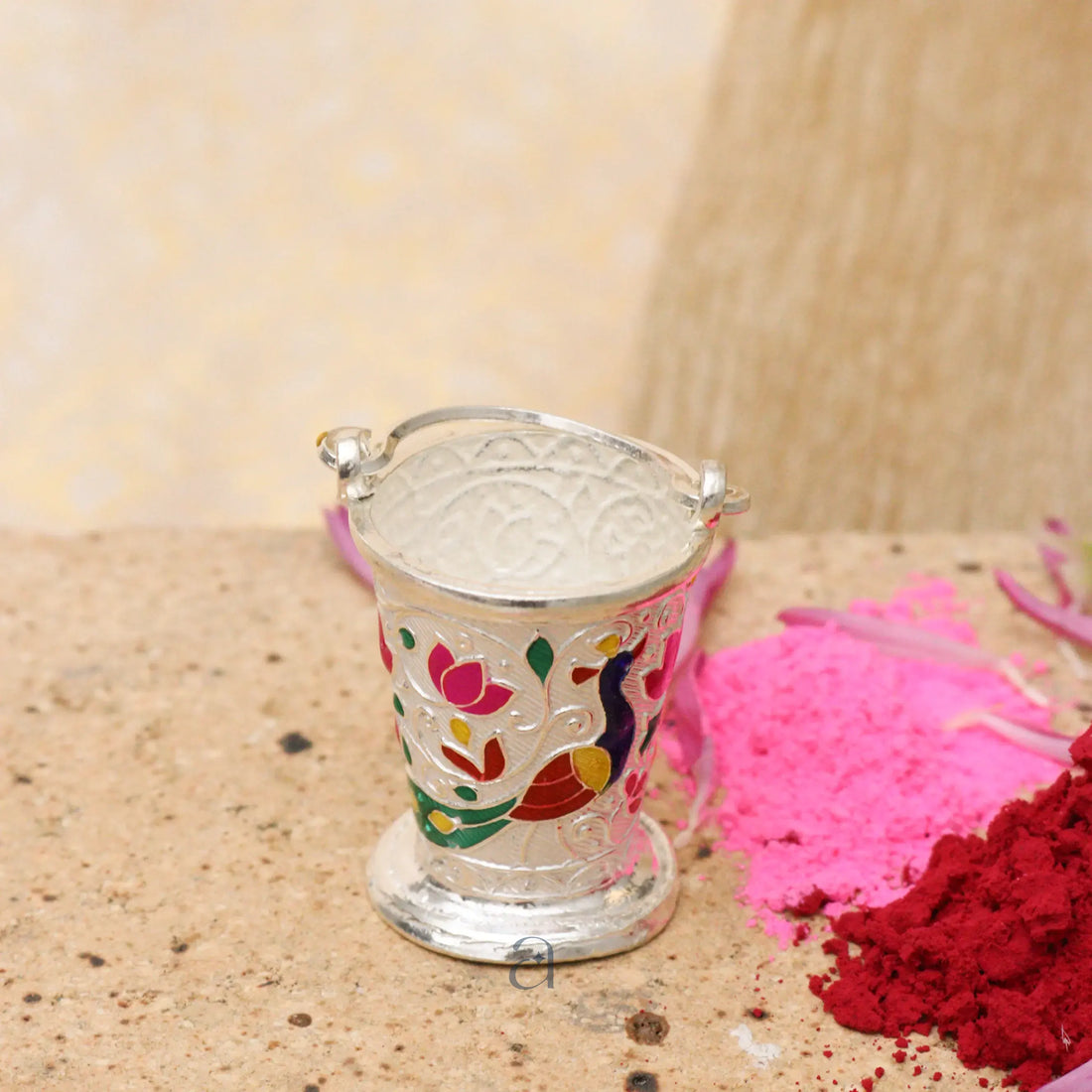 Festive Silver Bucket for Holi