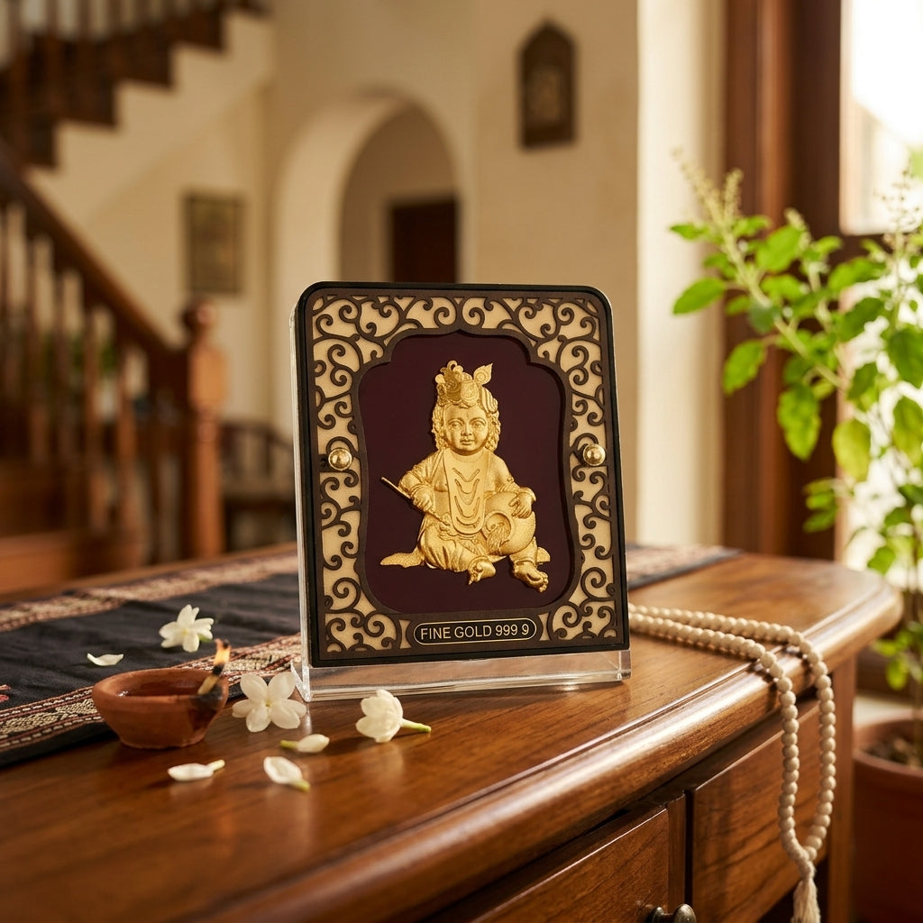 Golden Bal Gopal 24K Gold Foil Table Top Frame