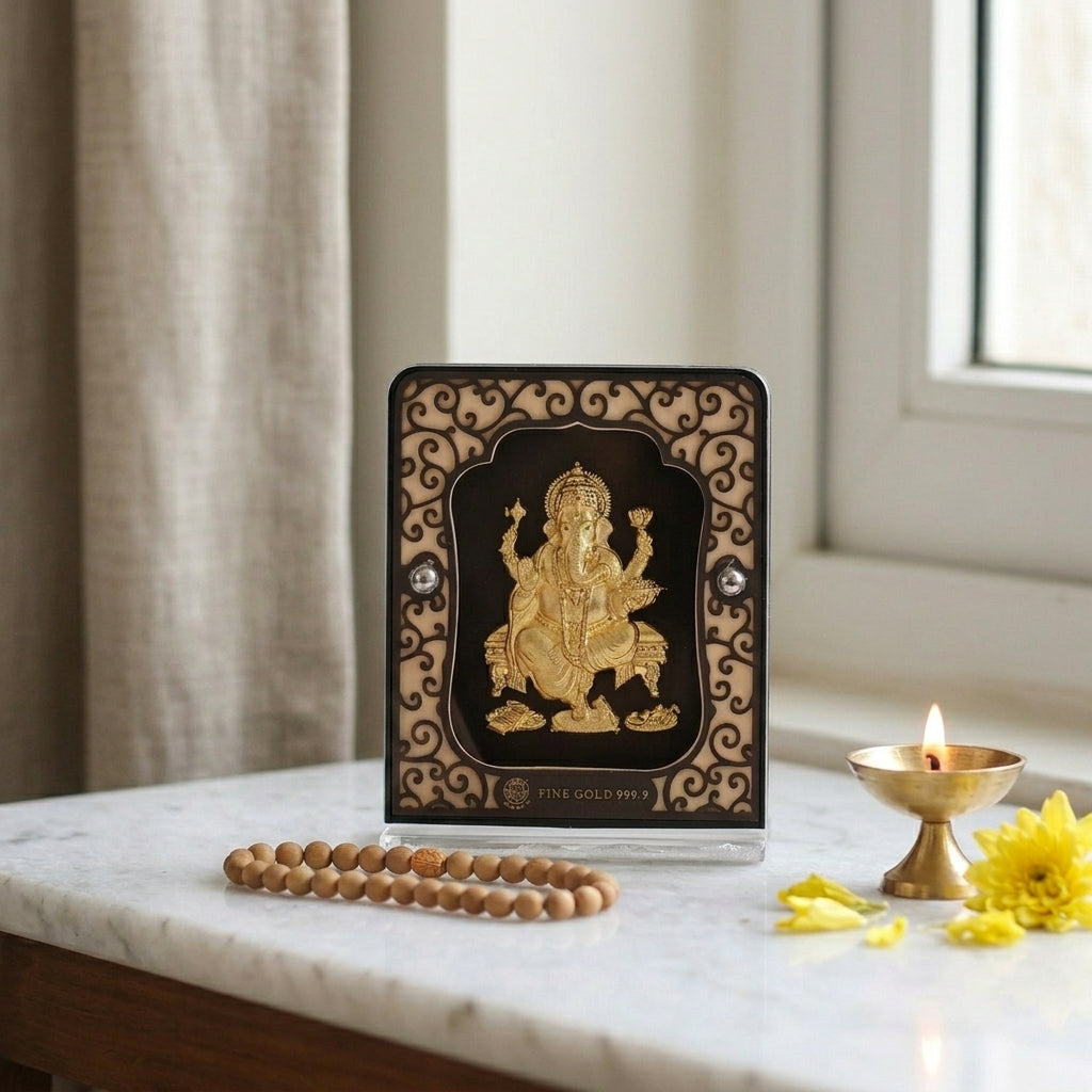 Blessed Gold Ganesh 24K Gold Foil Table Top Frame