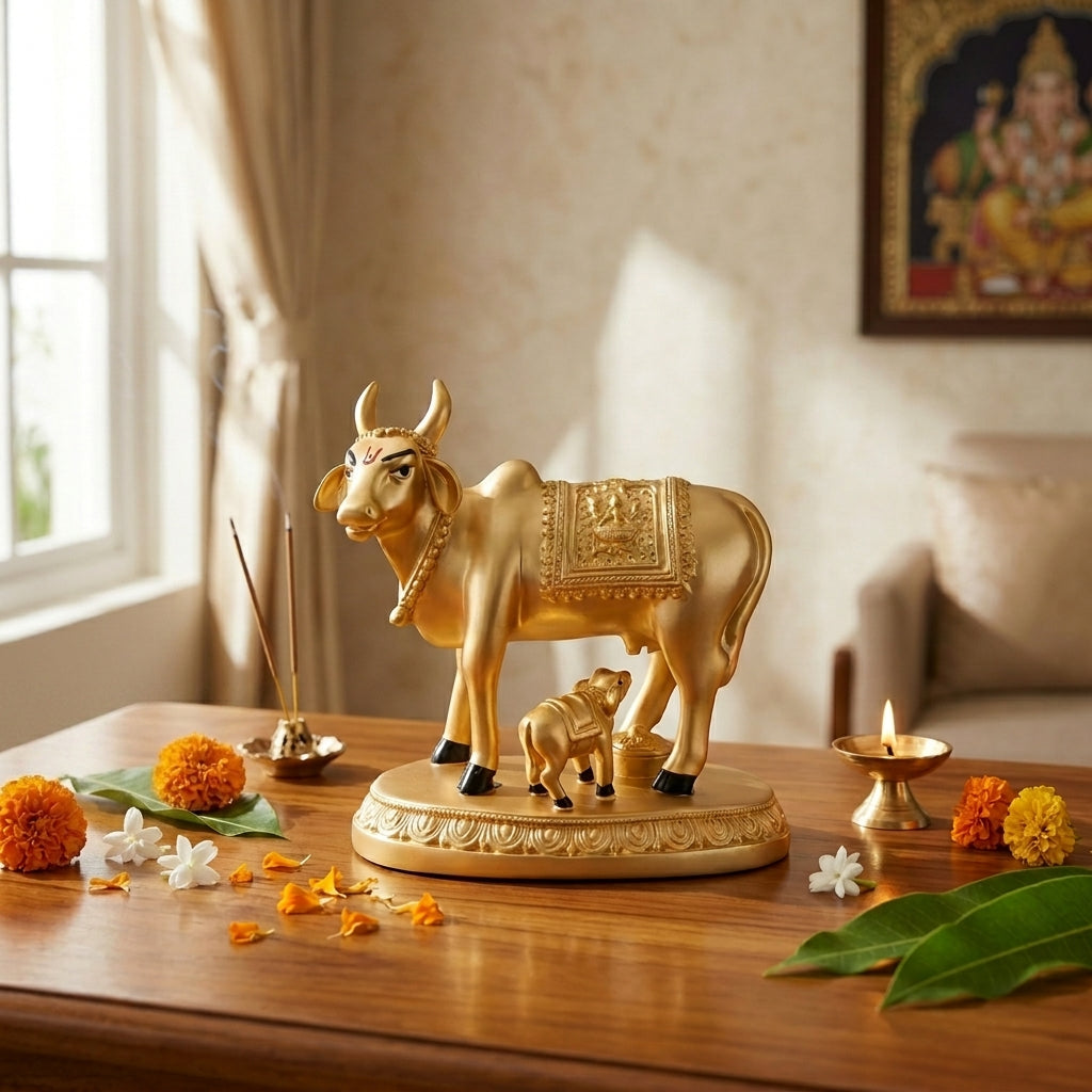 Golden Kamadhenu with Calf