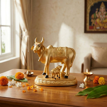 Buy Golden Kamadhenu with Calf Online at Best Price - Aahi Silverware | Ranka Jewellers