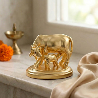Buy Golden Kamadhenu Cow and Calf Idol Online at Best Price - Aahi Silverware | Ranka Jewellers