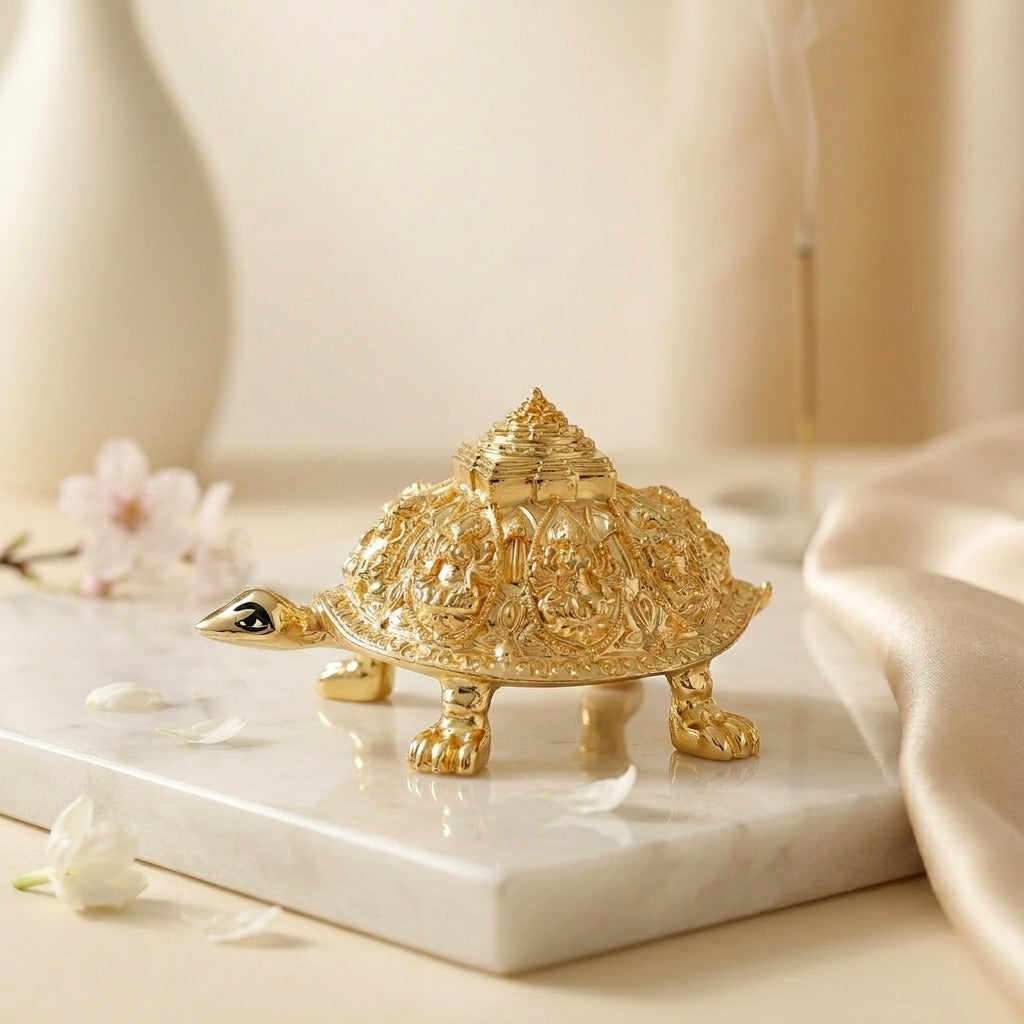 Golden Ashtalakshmi Tortoise with Shree Yantra