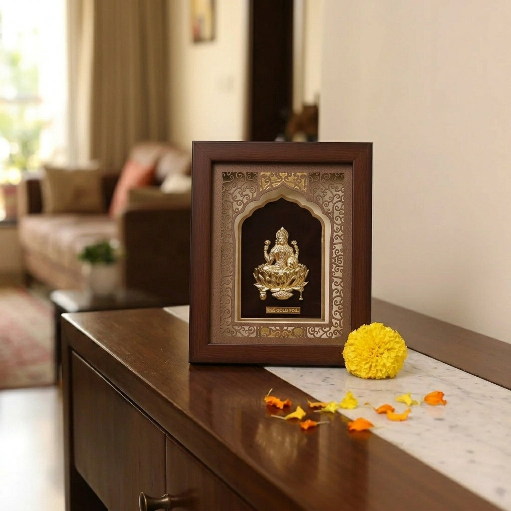 Buy Prosperity Lakshmi Mata 24K Gold Foil Gift Frame Online at Best Price - Aahi Silverware | Ranka Jewellers