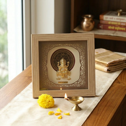 Buy Elegant Square Ganesh 24K Gold Foil Frame Online at Best Price - Aahi Silverware | Ranka Jewellers