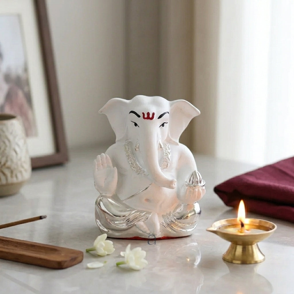 White and Silver Lord Ganesha