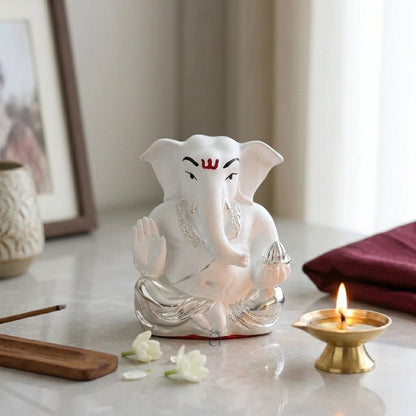 Buy White and Silver Lord Ganesha Online at Best Price - Aahi Silverware | Ranka Jewellers