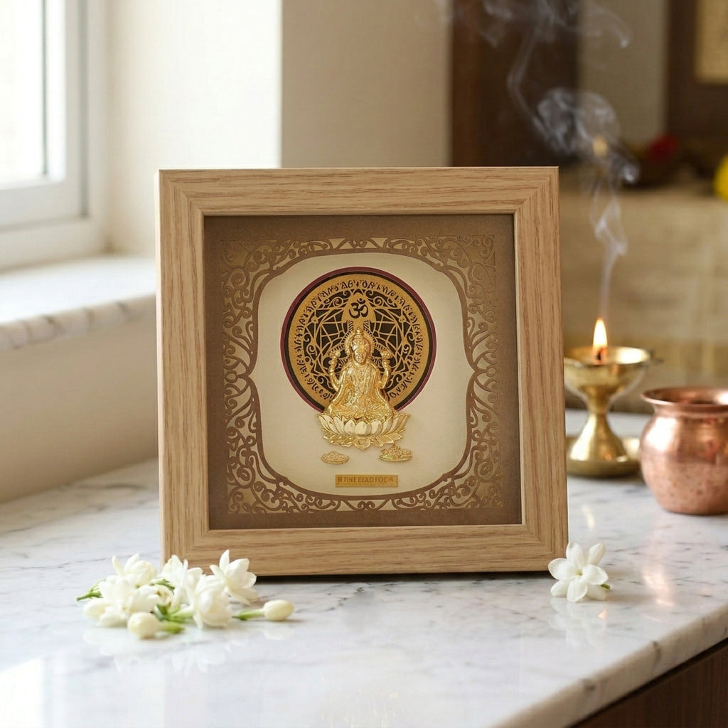 Buy Prosperous Square Lakshmi Ji 24K Gold Foil Frame Online at Best Price - Aahi Silverware | Ranka Jewellers