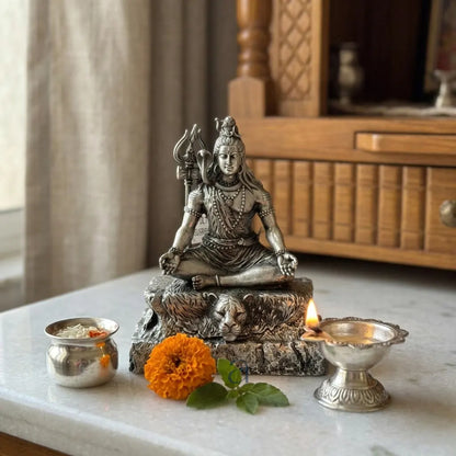 925 Sterling Silver Antique Finish Hollow Shiv Ji Idol