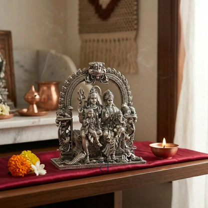 925 Sterling Silver Antique Finish Hollow Shiv Parivar Murti