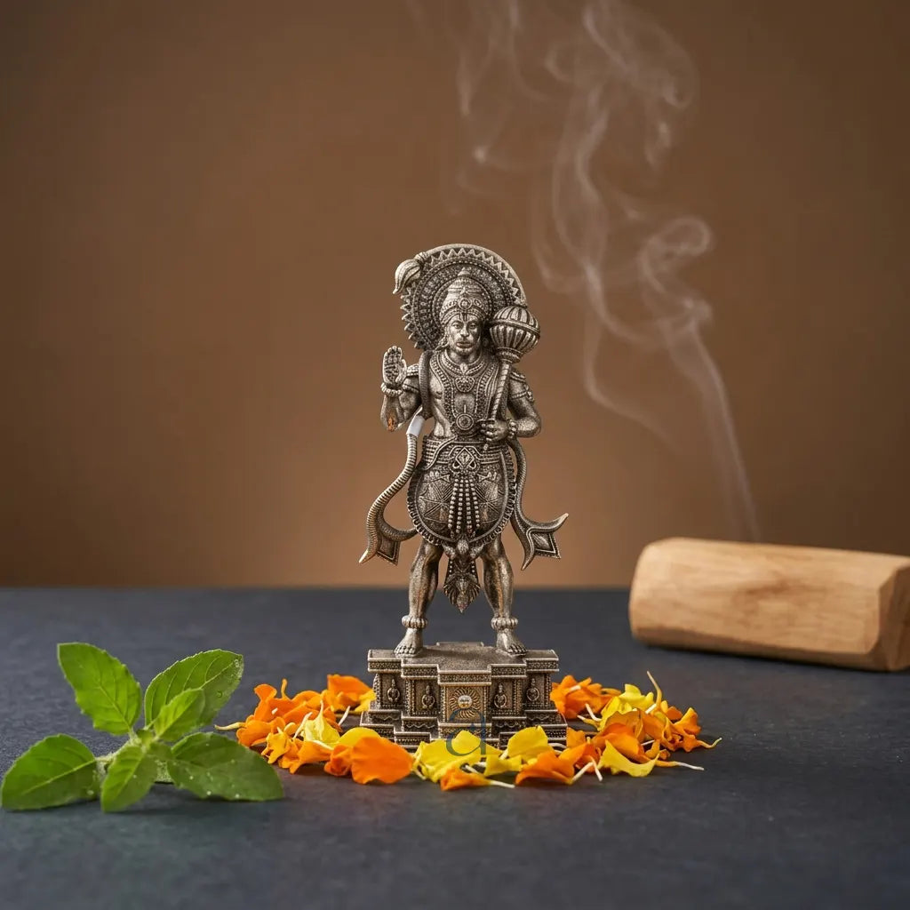 925 Sterling Silver Antique Finish Hollow Hanuman Idol