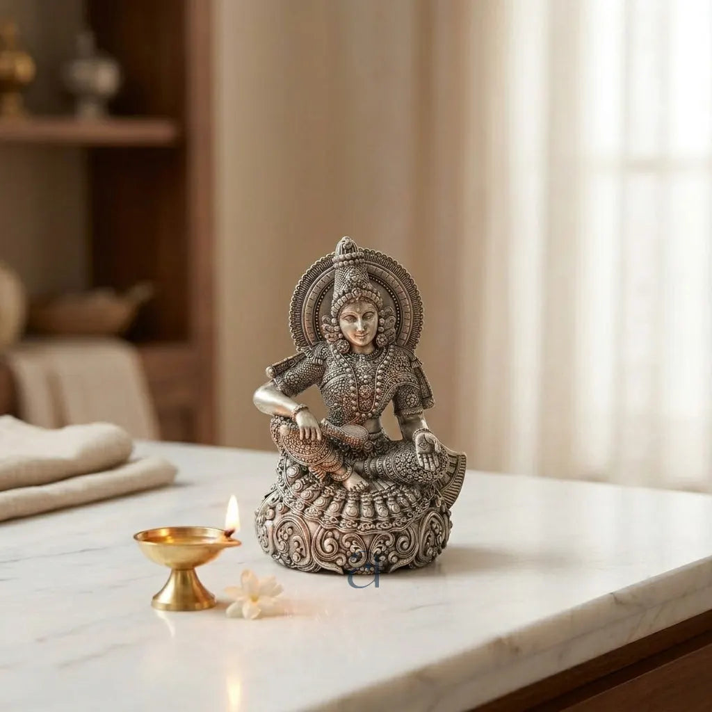 925 Sterling Silver Antique Finish Hollow Annapurna Devi Idol