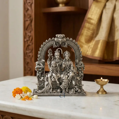 925 Sterling Silver Antique Finish Hollow Shiv Parivar Murti