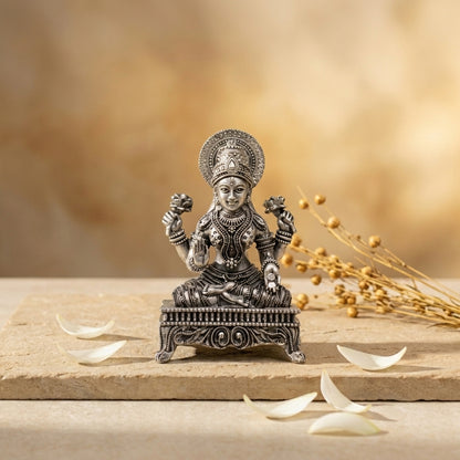 925 Sterling Silver Antique Finish Hollow Lakshmi Devi Idol