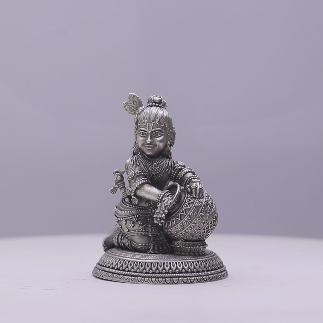 925 Sterling Silver Antique Finish Hollow Bal Gopal Idol