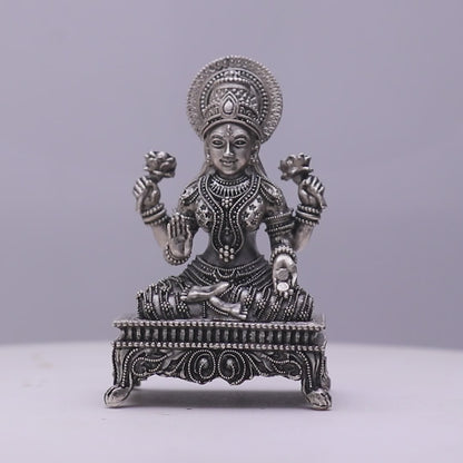 925 Sterling Silver Antique Finish Hollow Lakshmi Devi Idol