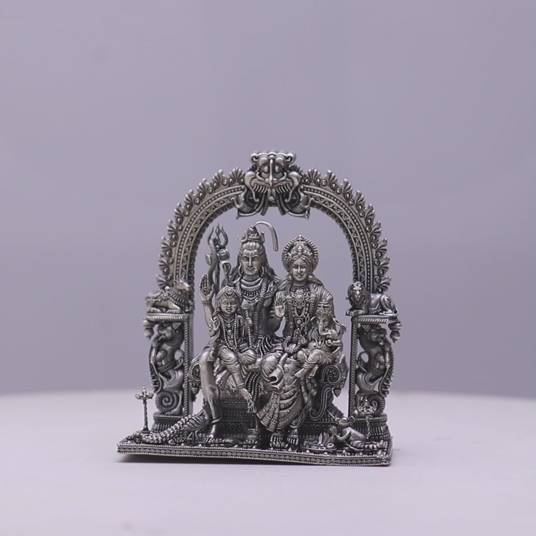 925 Sterling Silver Antique Finish Hollow Shiv Parivar Murti