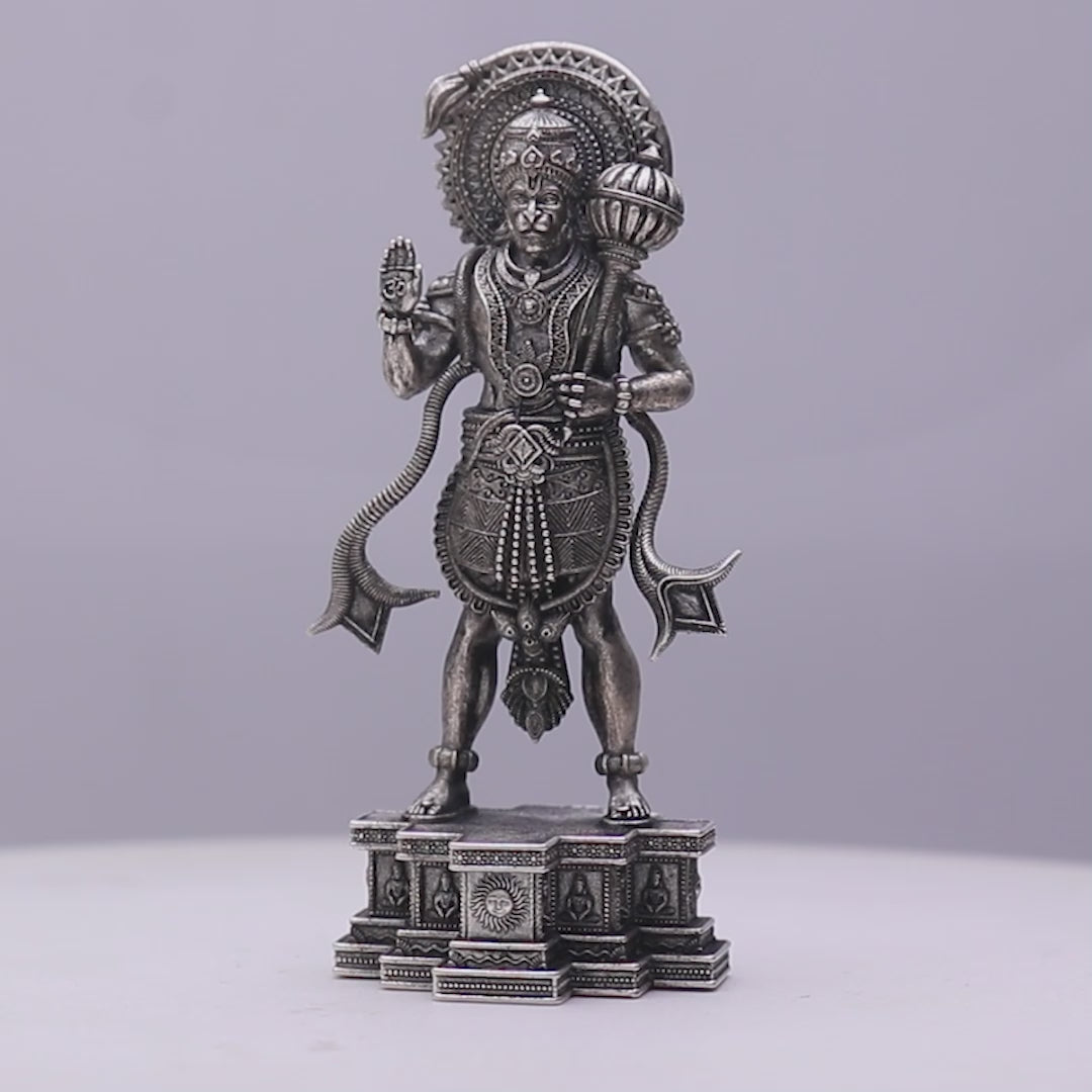 925 Sterling Silver Antique Finish Hollow Hanuman Idol
