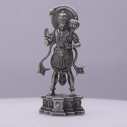 925 Sterling Silver Antique Finish Hollow Hanuman Idol