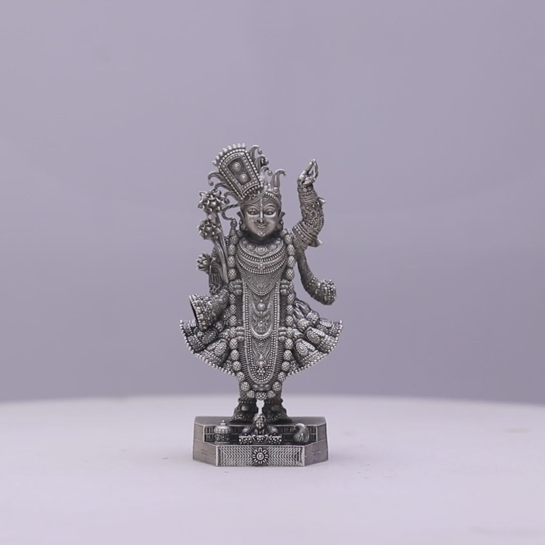 925 Sterling Silver Antique Finish Hollow Shrinath Ji Idol
