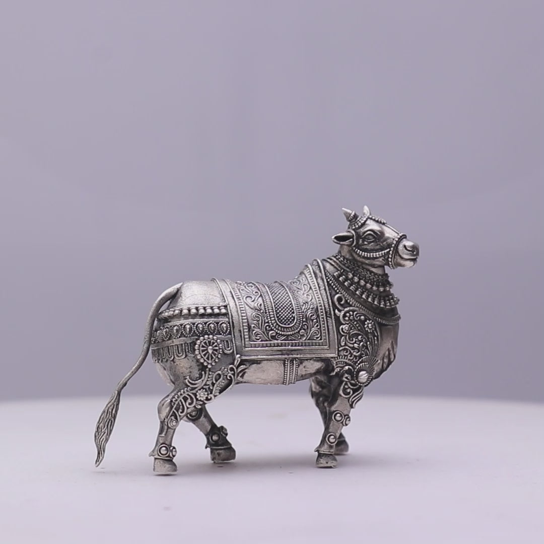 925 Sterling Silver Antique Finish Hollow Nandi Idol