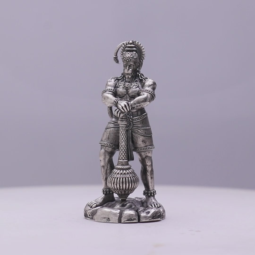 925 Sterling Silver Antique Finish Hollow Hanuman Ji Idol